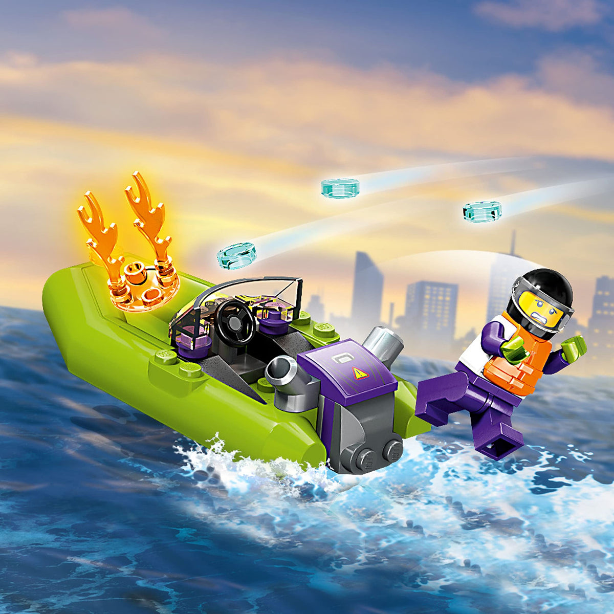 LEGO City Fire Rescue Boat extinguisher water interaction supports engaging firefighting pretend play