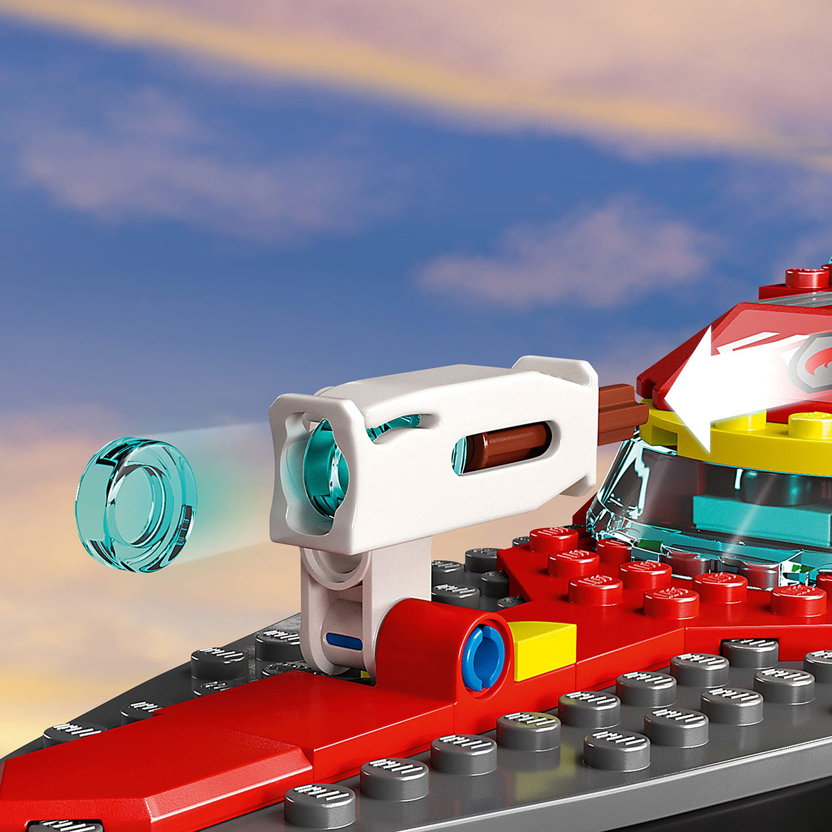 LEGO City Fire Rescue Boat jetpack minifig demonstrates dynamic rescue action