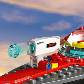LEGO City Fire Rescue Boat jetpack minifig demonstrates dynamic rescue action