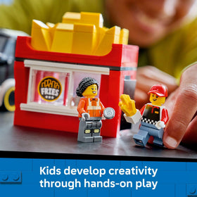 LEGO City Fries Food Truck hood engine reveals engine details for role-play