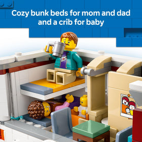LEGO City Holiday Adventure Camper Van accessories including guitar, bottles, mugs and croissant.