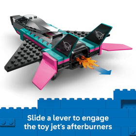 LEGO City Jet vs Car 60489 cockpit interior reveals accessible controls for play.