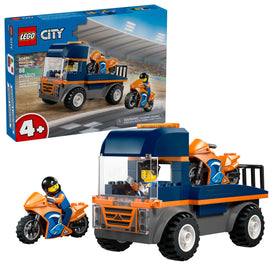 LEGO City Motorcycle Transporter flatbed truck with two motorcycles for imaginative play