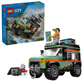 LEGO City Off-Road 4x4 Mountain Truck hood access for engine exploration.