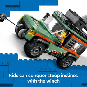LEGO City Off-Road 4x4 Mountain Truck tools and roof storage for maintenance.