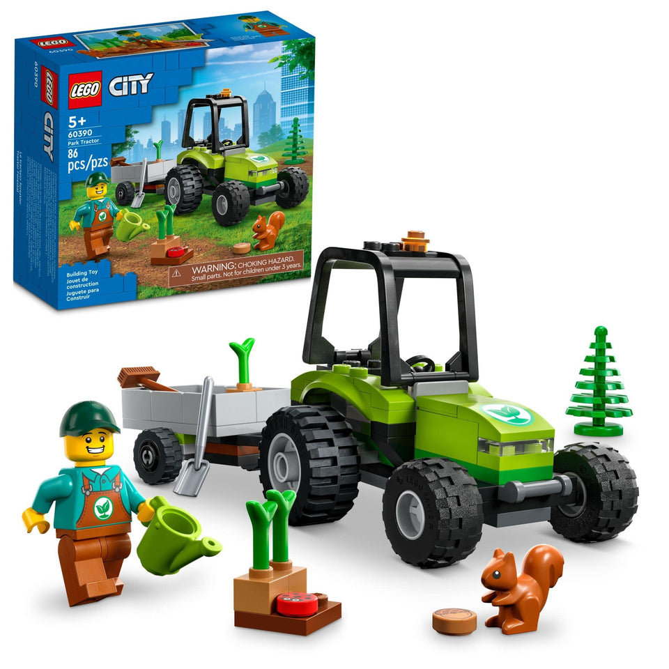 LEGO City Park Tractor 60390 with trailer ready for off-road play and exploration