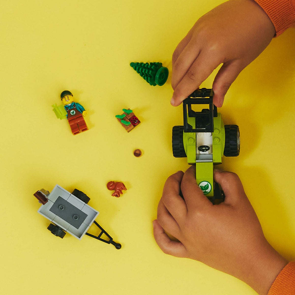 LEGO City Park Tractor 60390 gardener minifigure enhances role-play scenes