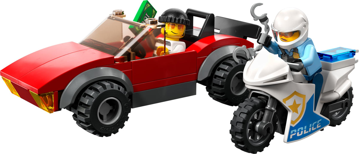 LEGO City Police Bike Chase getaway car ready for dramatic crook chases