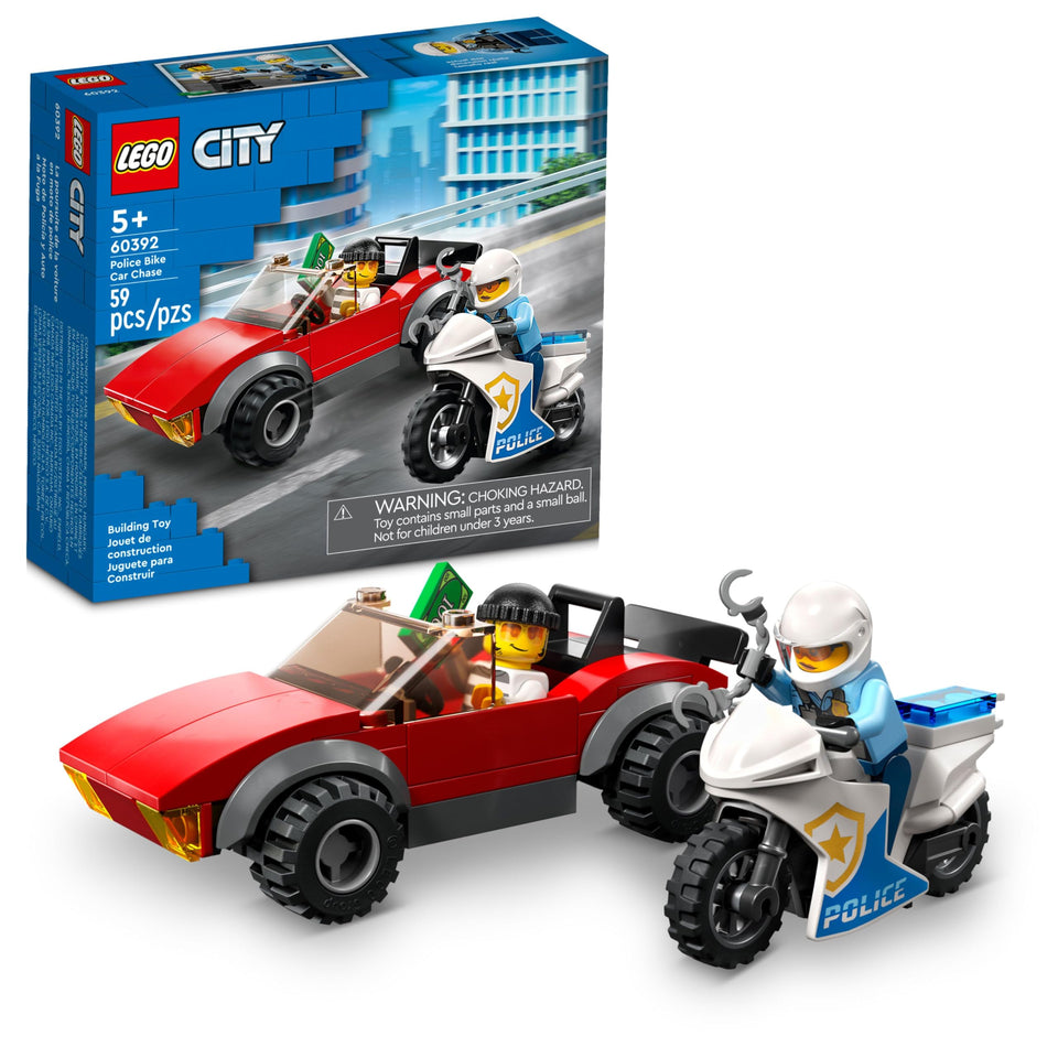 LEGO City Police Bike Chase motorbike in action for fast pretend play