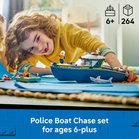 LEGO City Police Boat Chase crook dinghy with ruby boosts chase play