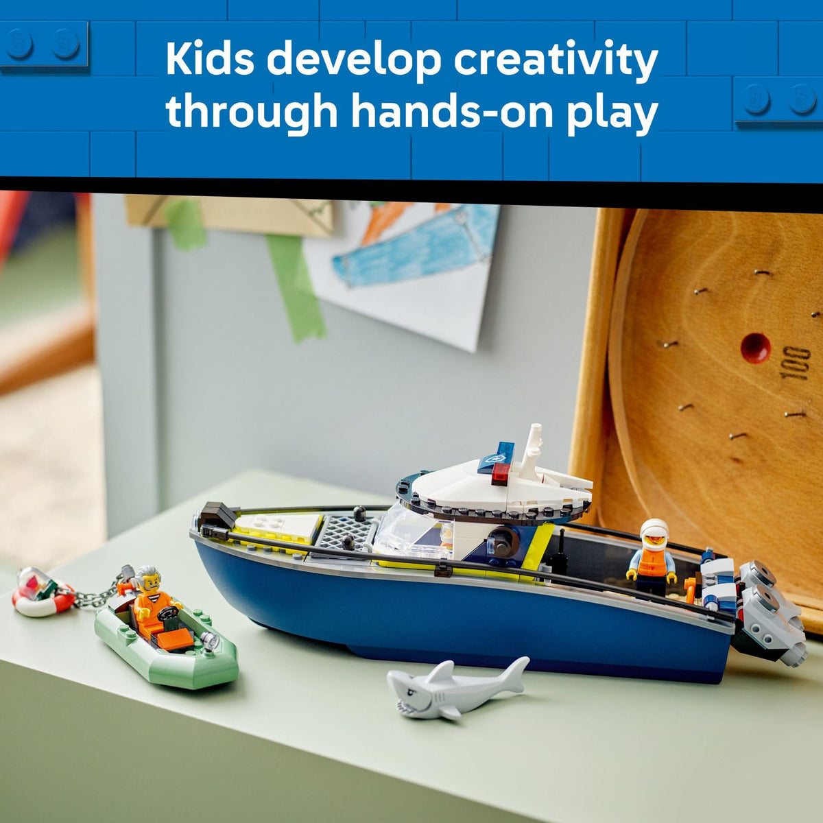 LEGO City Police Boat Chase minifigures ready for action and storytelling