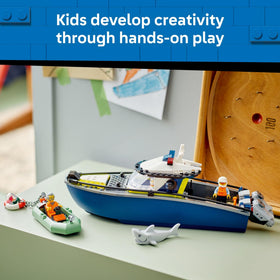 LEGO City Police Boat Chase minifigures ready for action and storytelling