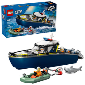LEGO City Police Boat Chase patrol boat on water for exciting harbor adventures