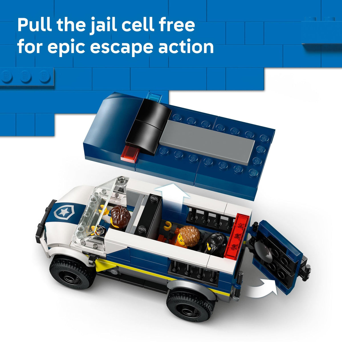 LEGO City Police Prisoner Transport Van cab interior detail for building
