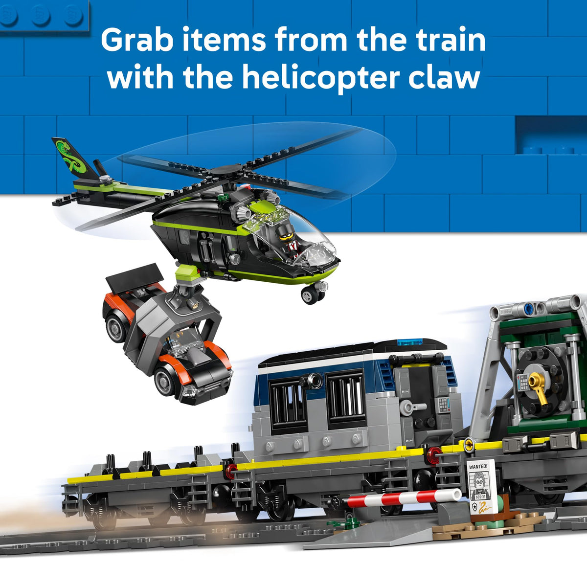 LEGO City Police Train Heist rally car for high-speed chase moments