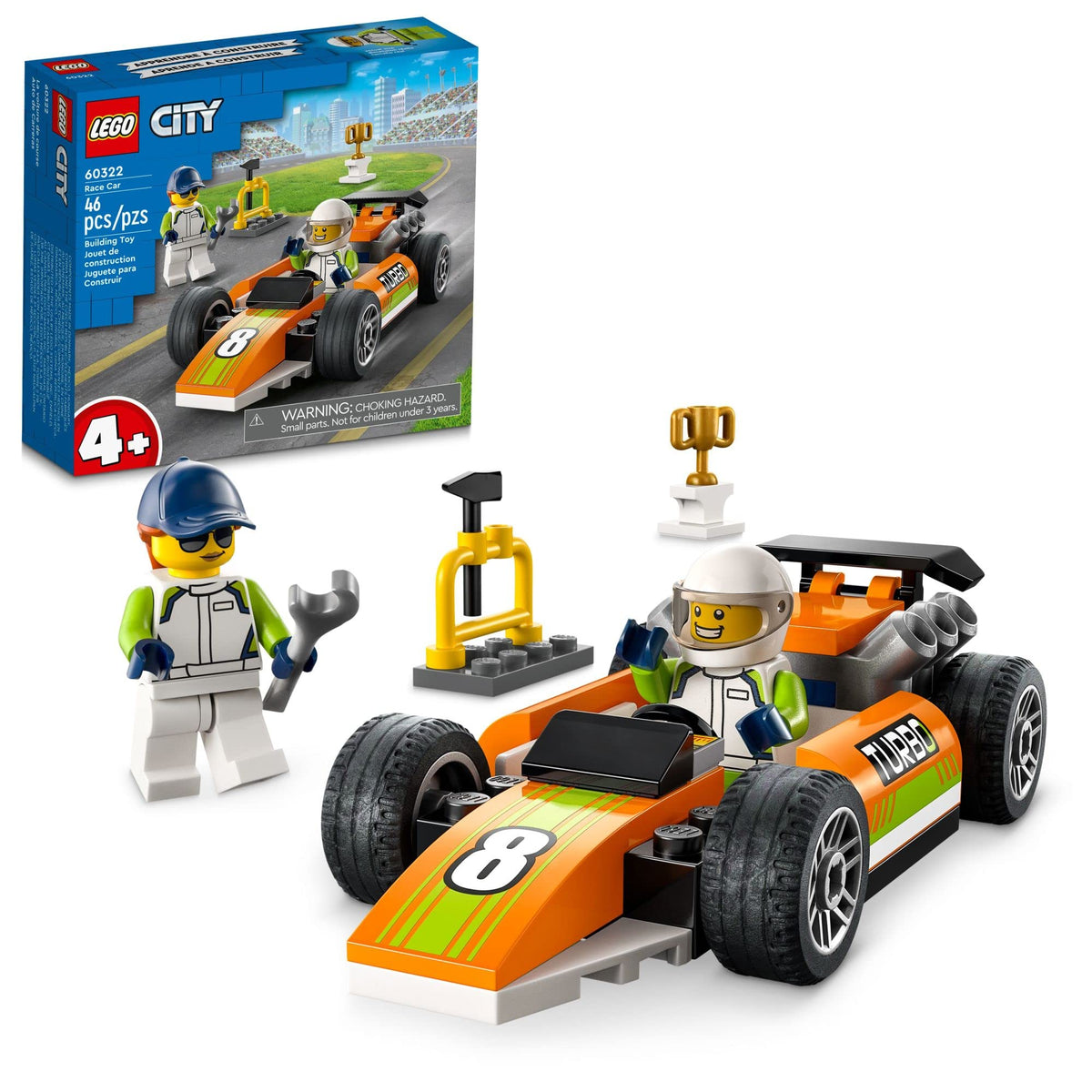 LEGO City Race Car 60322 front view showing beginner-friendly build