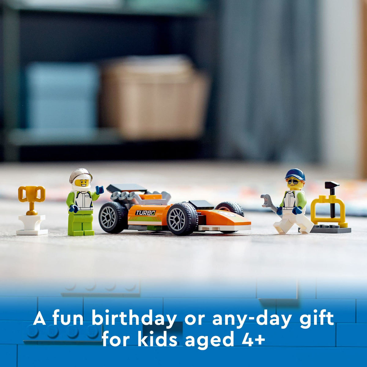 LEGO City Race Car 60322 side-build view for creative play