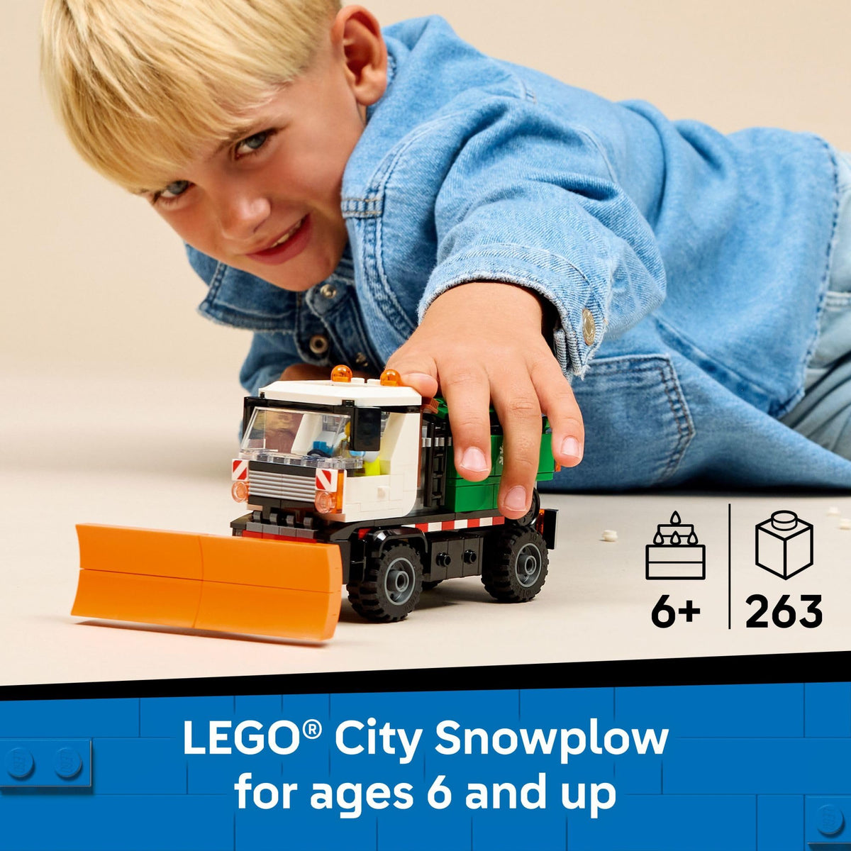 LEGO City Snowplow 60490 driver minifigure seated for pretend driving