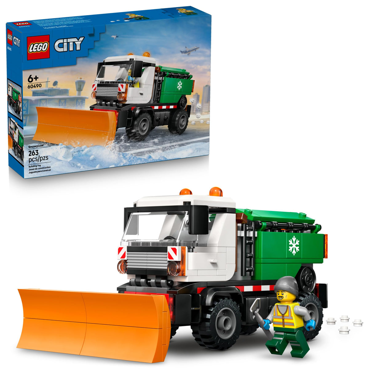 LEGO City Snowplow 60490 front plow in action for winter cleanup play