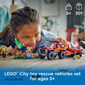 LEGO City trailer carries the rescue dinghy for water rescue role-play.