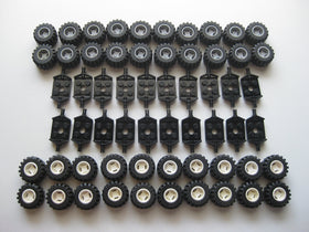 LEGO City wheel tire and axle set in black white and gray for versatile vehicle builds