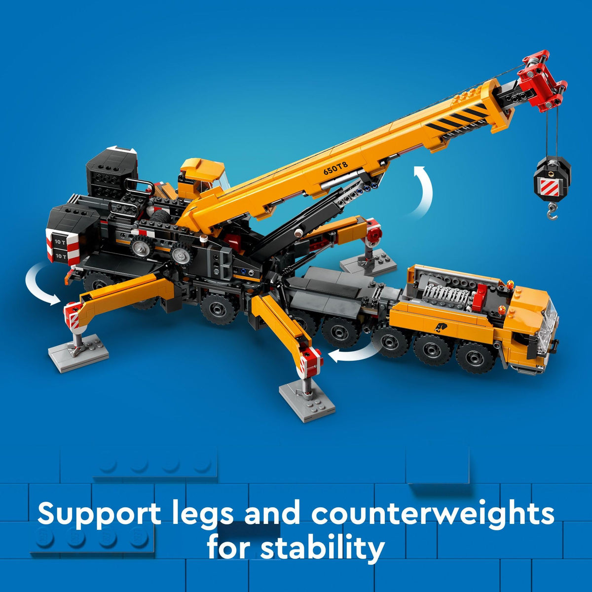 LEGO City Yellow Mobile Construction Crane accessories featuring blueprint and tools
