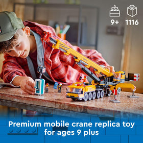 LEGO City Yellow Mobile Construction Crane outriggers deployed for stable play