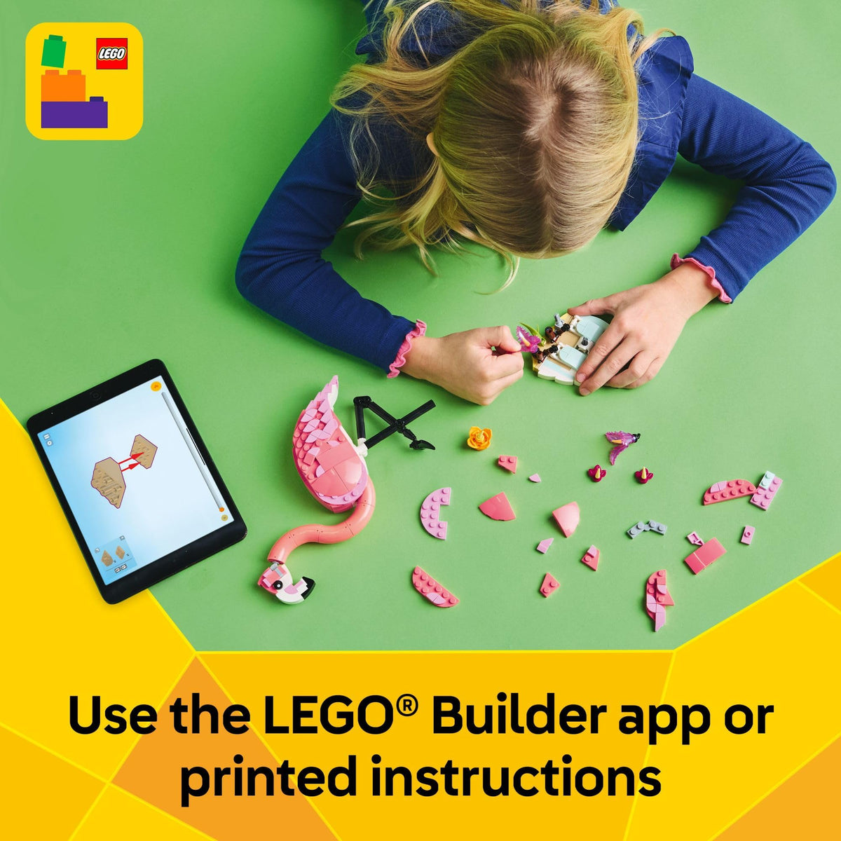 LEGO Creator 3-in-1 build options for pink wild animals