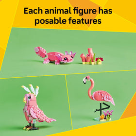 LEGO Creator 3-in-1 flamingo display stand with leafy backdrop for room décor