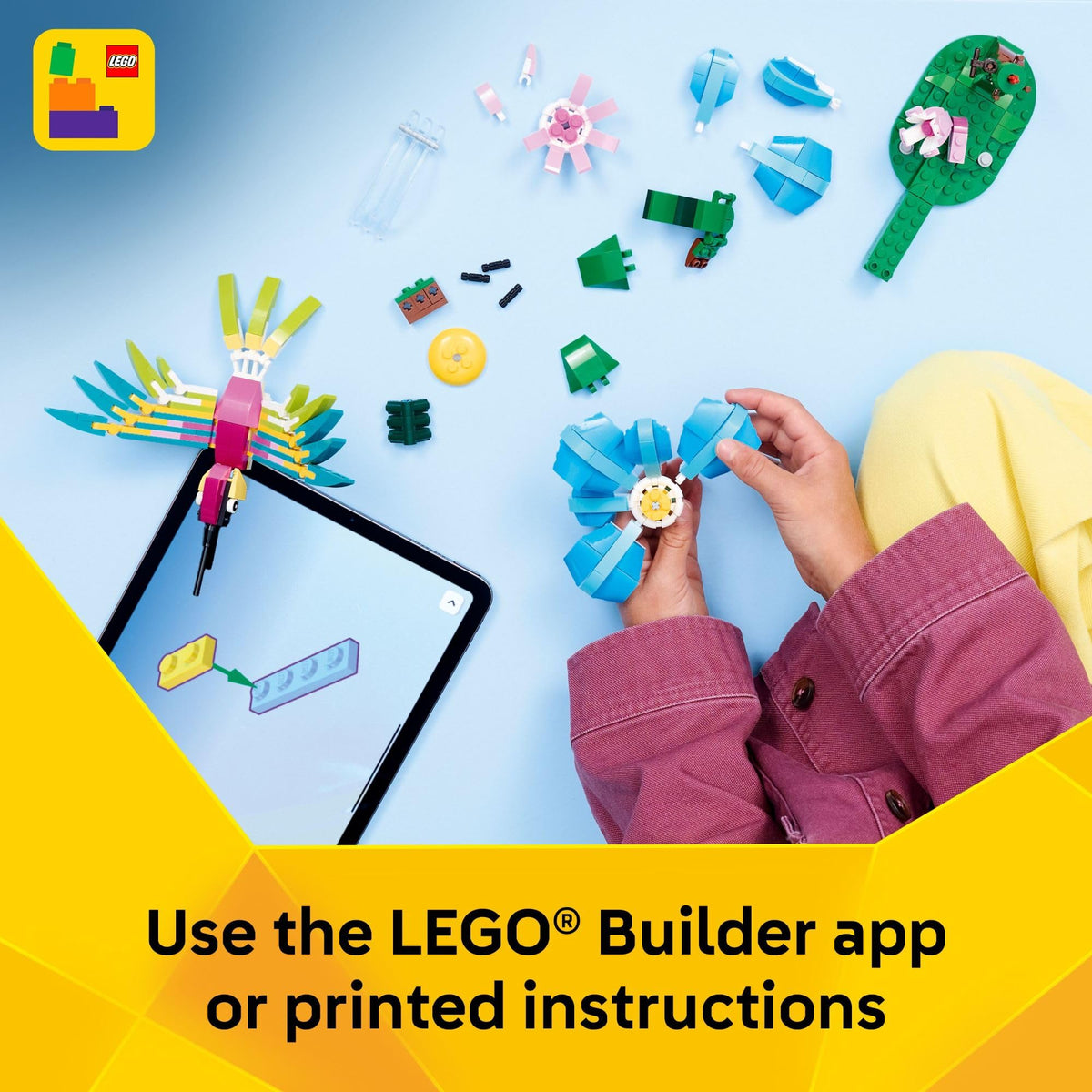 LEGO Creator 3-in-1 hummingbird poseable model for dynamic play