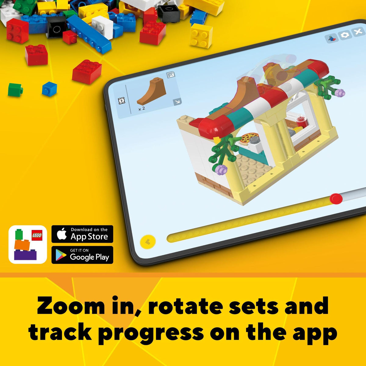 LEGO Builder app view suggesting 3D exploration and progress tracking