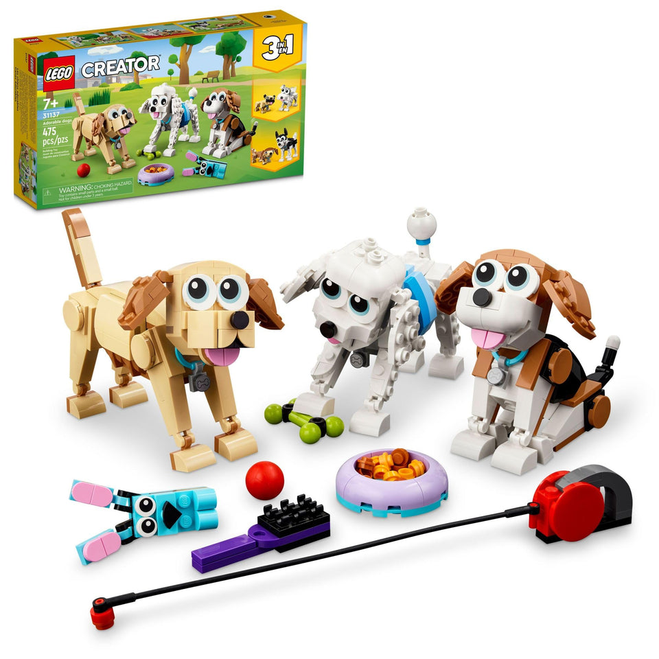 LEGO Creator 3in1 Adorable Dogs front view for engaging pretend play with cute dog sets