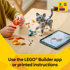 LEGO Creator 3-in-1 Playful Cat compact build with 407 pieces for creativity