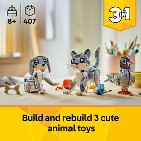 LEGO Creator 3-in-1 Playful Cat dog figurine with moving head and tail for adventures
