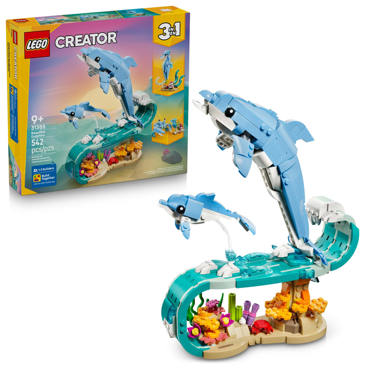 LEGO Creator 3 in 1 Sea Animals dolphin model, ideal for imaginative play and room decor.