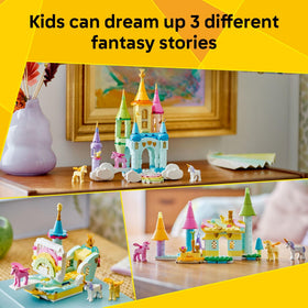 LEGO Creator 3-in-1 Unicorn Castle rainbow staircase adds colorful building fun.