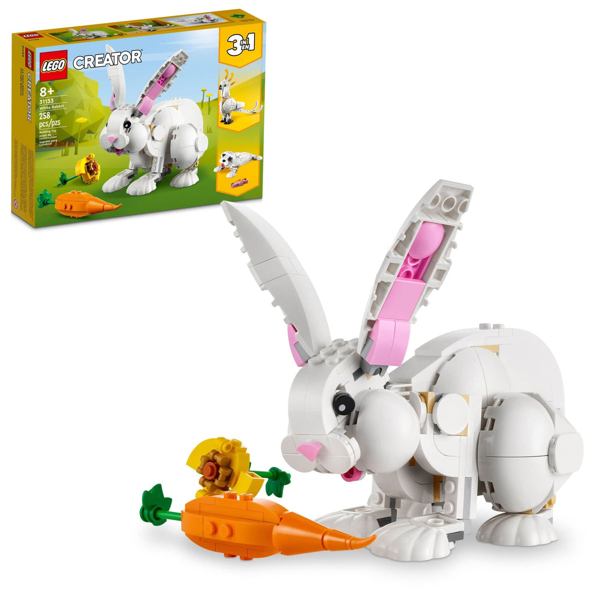 LEGO Creator 3in1 white rabbit bunny in a forest for imaginative play.