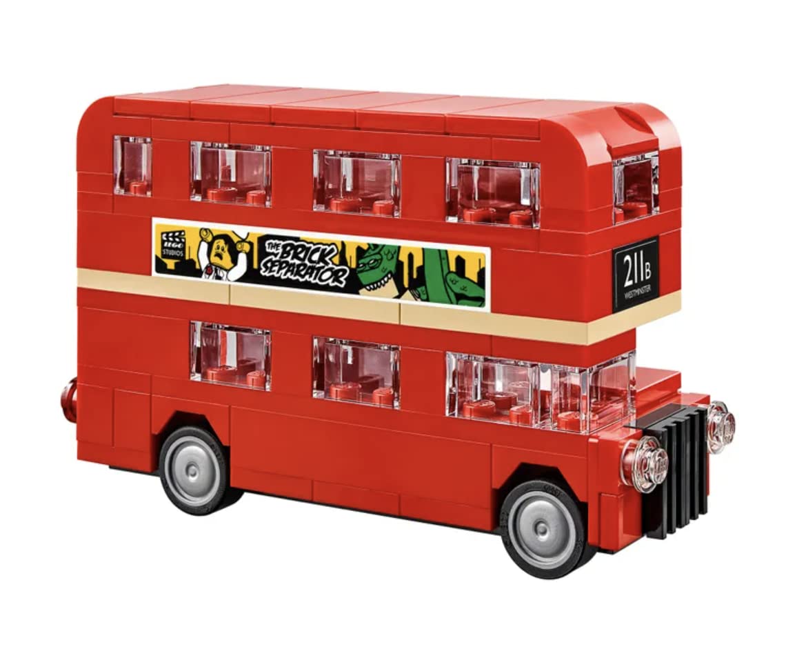 LEGO London Bus stickers details show authentic signage and banners