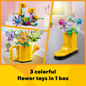 LEGO Creator Flowers butterflies image depicts three butterflies on transparent sticks for flight-like motion.