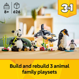 LEGO Creator panda family with cub and bamboo for cozy scenes