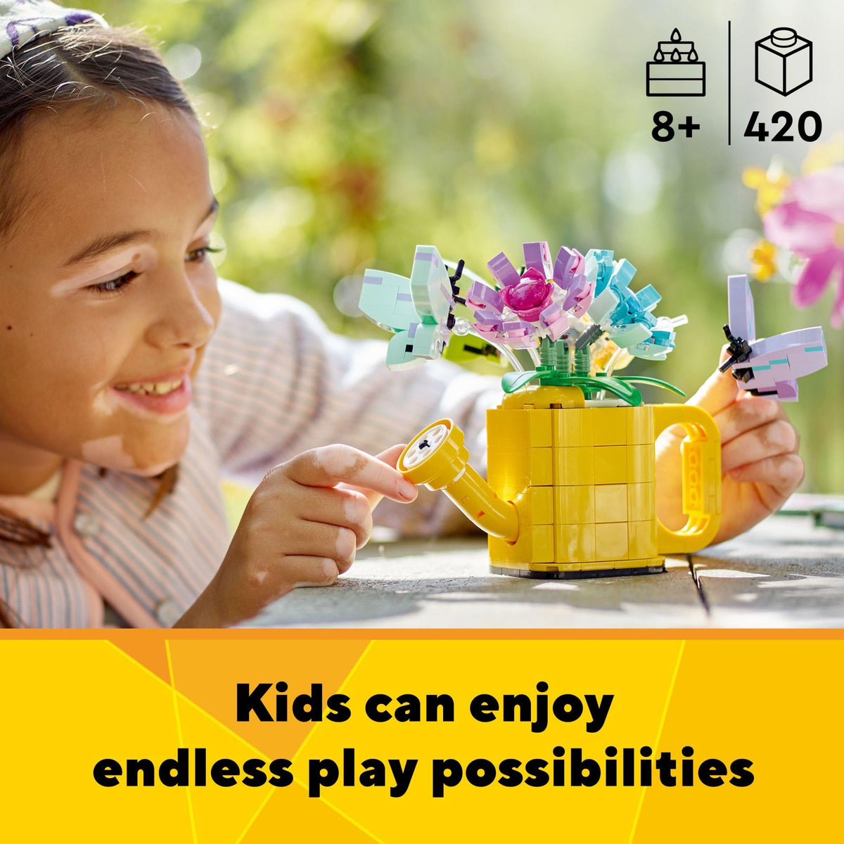 LEGO Creator Yellow Rain Boot with flowers sparks outdoor daydream scenes.