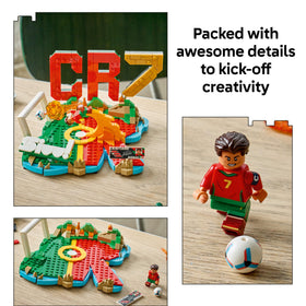 LEGO Cristiano Ronaldo Portugal colors accent authentic shelf decor for fans.