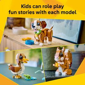 LEGO Creator 3-in-1 Duck model with greenery pond for imaginative scenes