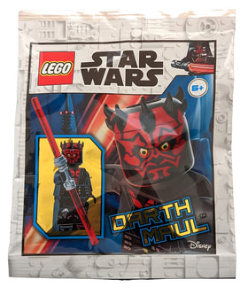 LEGO Darth Maul minifigure with dual red lightsabers, ready for action-packed play.