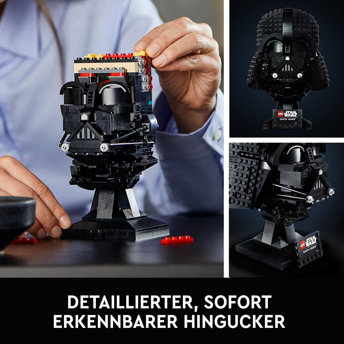 LEGO Darth Vader Helmet nameplate adds character to the display