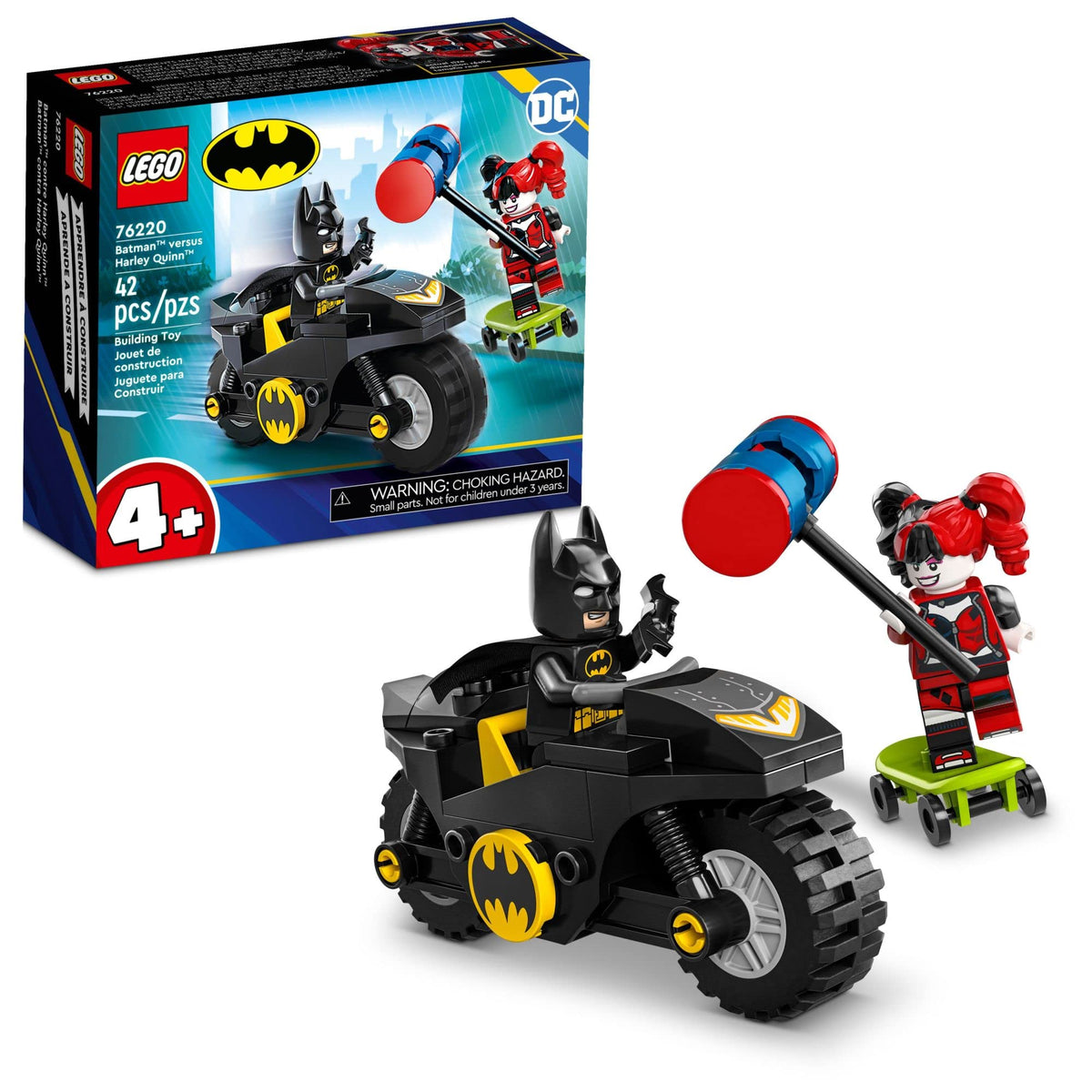 LEGO DC Batman versus Harley Quinn 76220 Batcycle action toy for dynamic storytelling