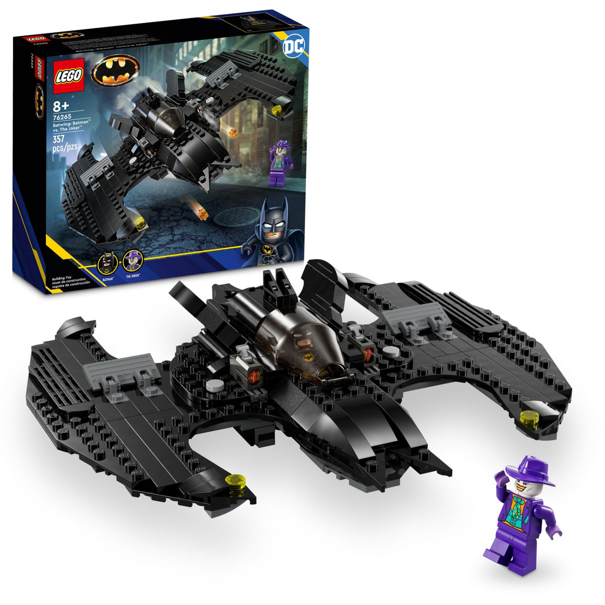 LEGO DC Batwing front view with Batman vs Joker for action-packed imagination