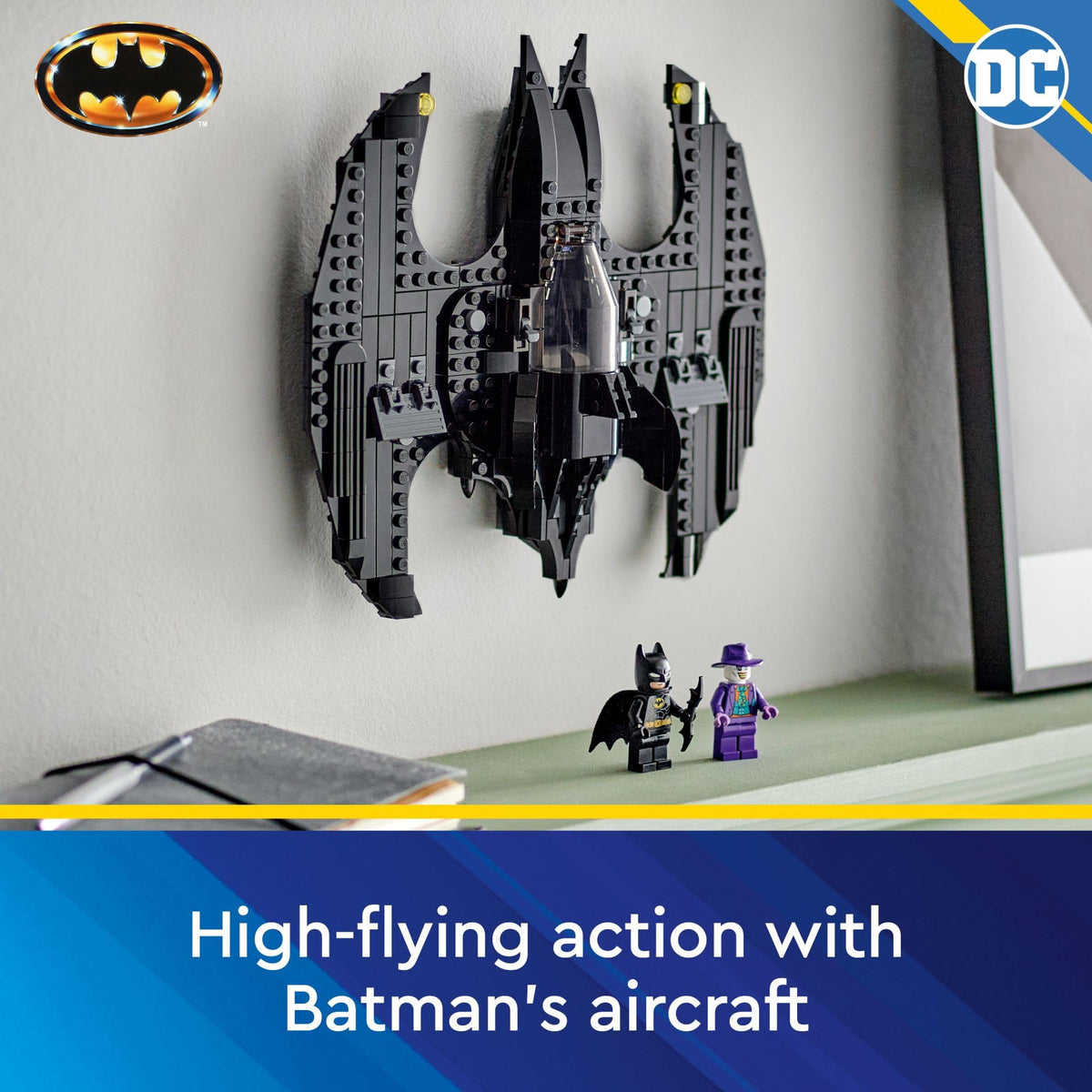 LEGO DC Batwing cockpit for Batman minifigure ready for aerial missions