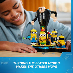 LEGO Despicable Me 4 minions with maracas and megaphone for roleplay.