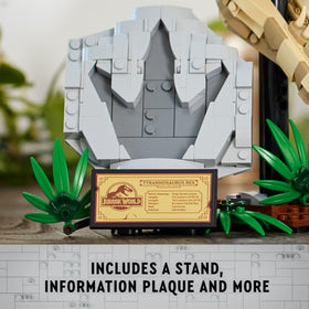 LEGO Jurassic World fossilized footprint detail enhances narrative display.